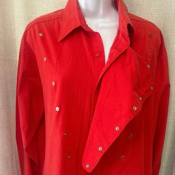 Vtg Panhandle Slim Red Rodeo  Western Shirt, Cowboy Dress Button Up Mens L USA - Picture 7 of 8